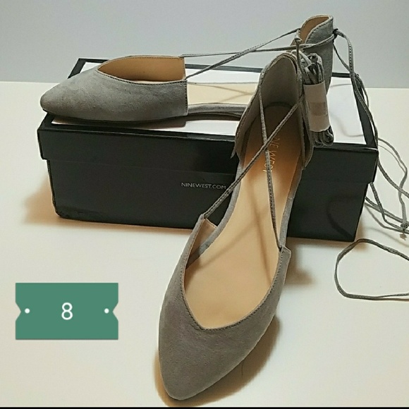 Nine West Shoes - NINE WEST "STOMPIN" GRAY FABRIC STRAPPY FLAT sz 8